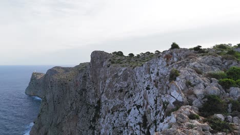 Scenic,-Cinematic,-Aerial-View-Of-A-Mountainous-Region-In-Majorca-With-Cliffs