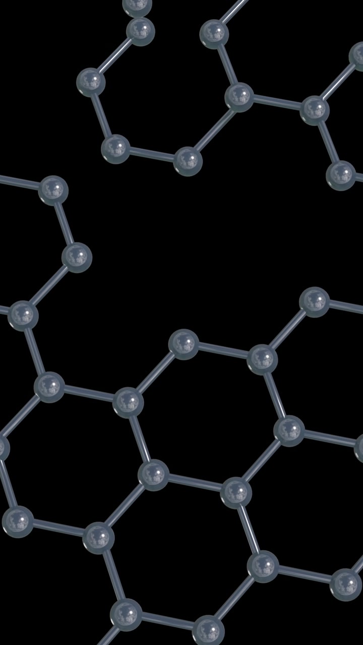 Animation of 3d micro of network of molecules on black background
