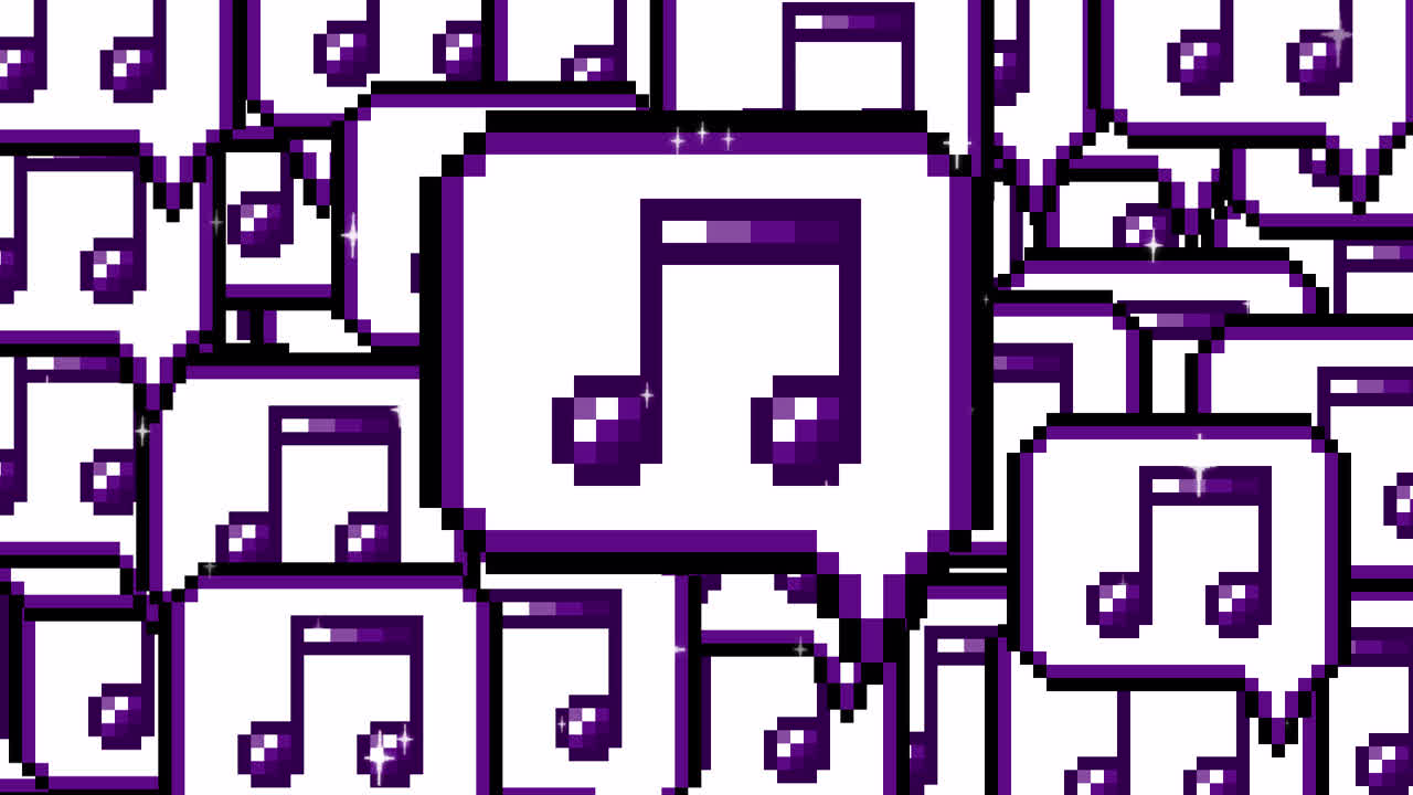 Pixel art pop up speech bubble icon eighth notes Transitions. 1080p - 30 fps - Alpha Channel (6).mov