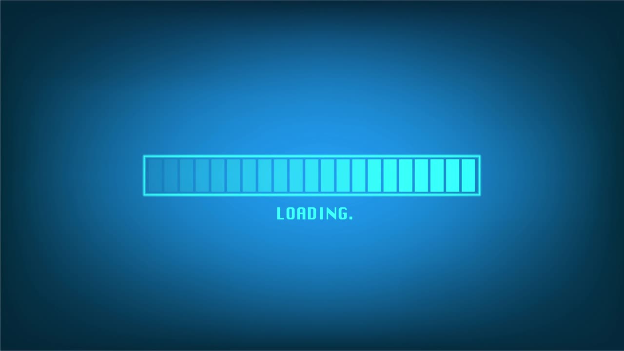 블루 스크린에 애니메이션 로딩 바 미래 기술 배경