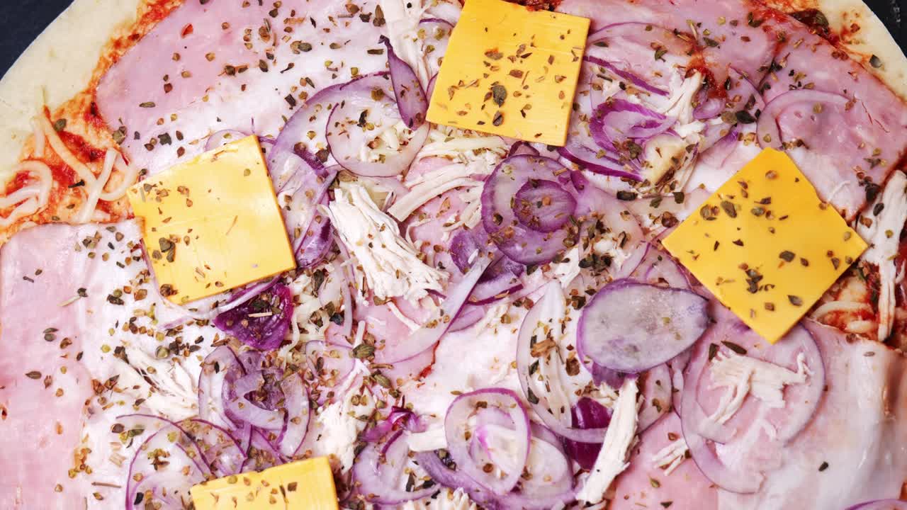 피자 핑 클로즈업 회전 느린 모