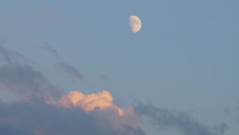 timelapse of half-moon early in the evening