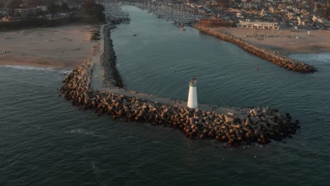 Aerial-view-of-Walton-Light-House,-Santa-Cruz-California,-Highway-1