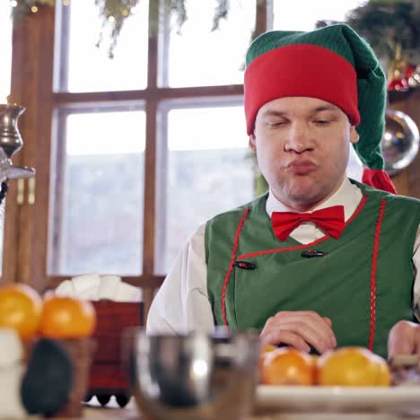 elf eating at table
