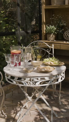 elegant outdoor table setting with refreshments