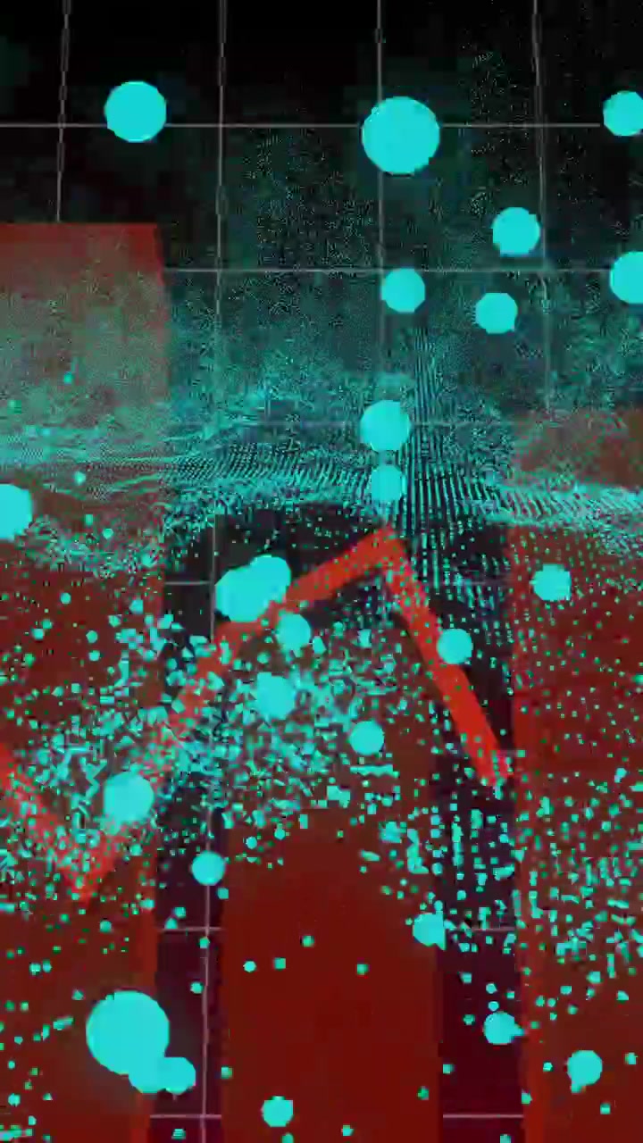 Animation von Datenverarbeitung und Formen auf schwarzem Hintergrund
