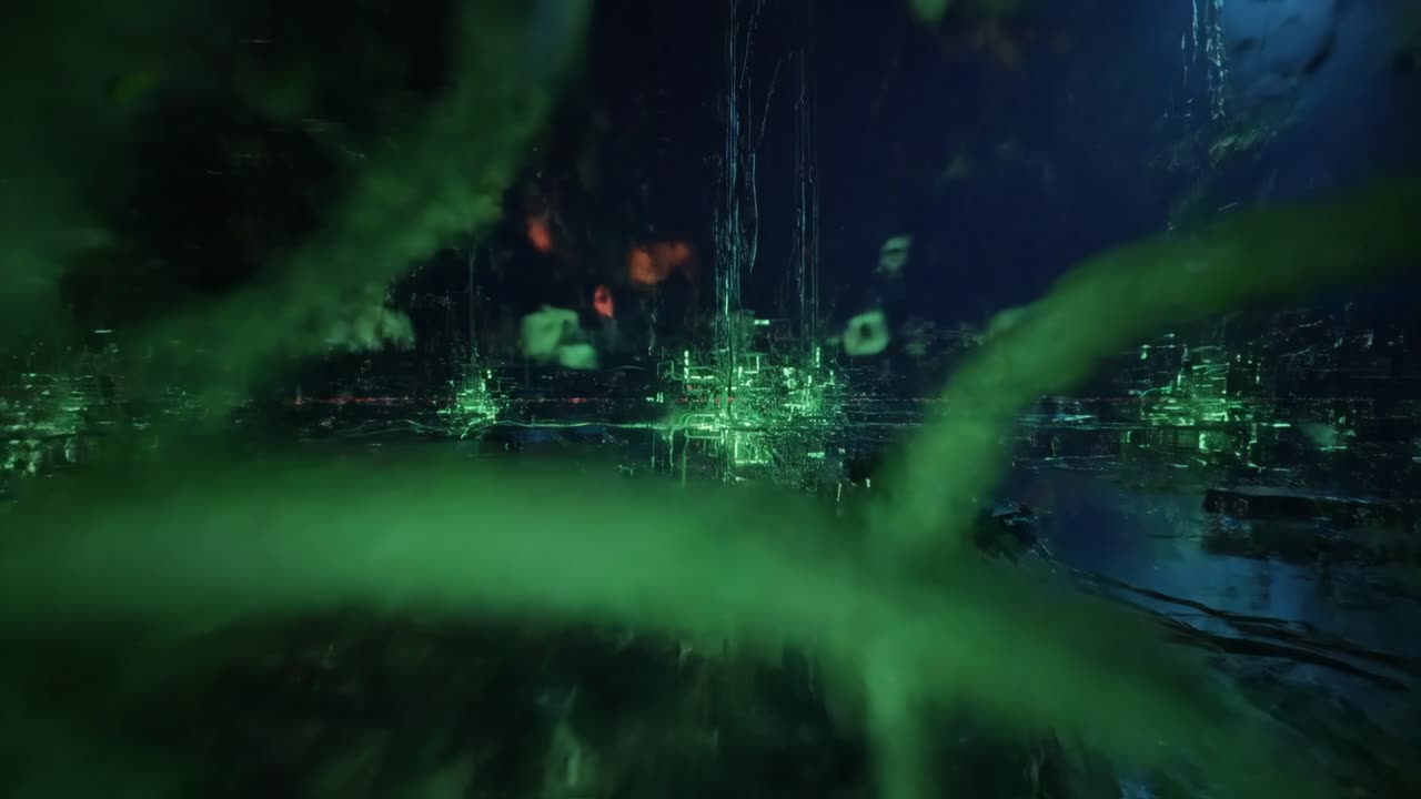 Abstract Futuristic Neon Cityscape