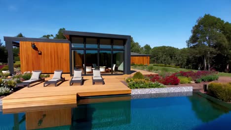 modern luxury house with pool and deck