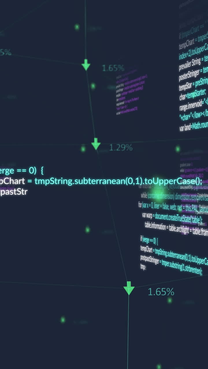 animación del procesamiento de datos sobre un fondo negro