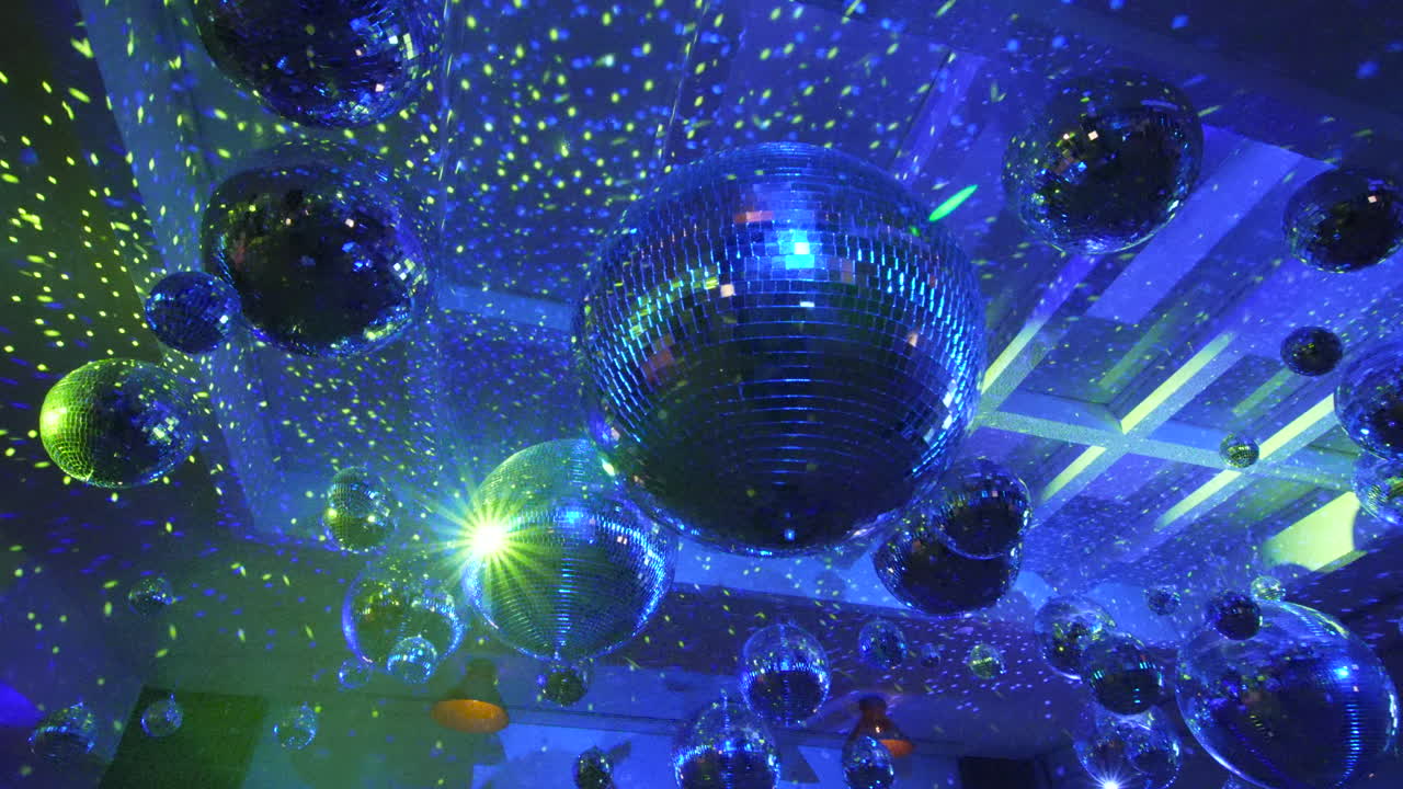 Many Disco balls glittering lights