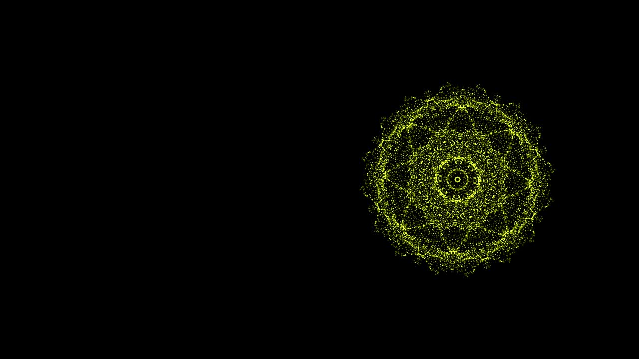 video de patrón de caleidoscopio abstracto que se ensancha y se estrecha en la repetición de colores sobre un fondo negro.