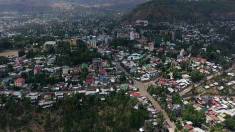 aerial view of gondar city at sunrise in ethiopia.