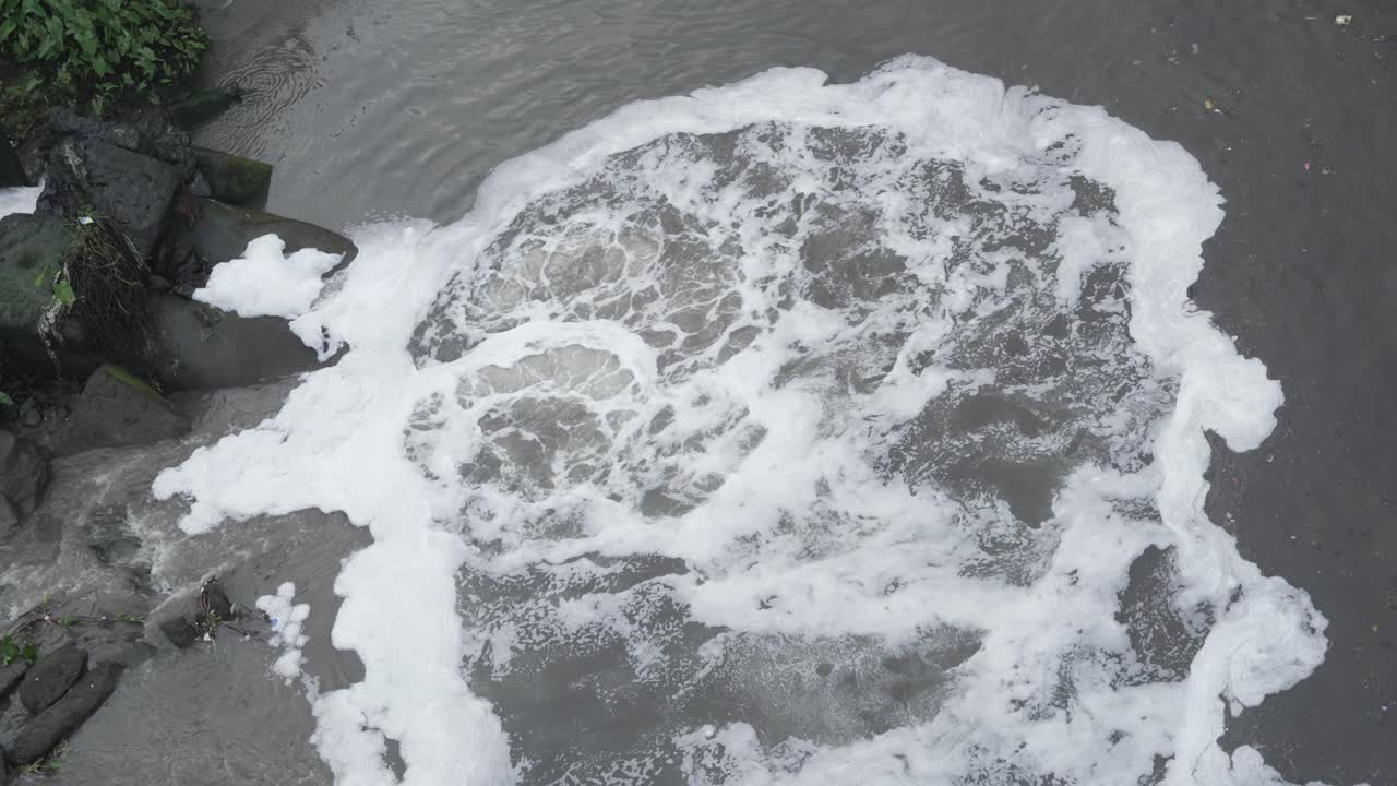 Sewerage releasing toxic untreated industrial wastewater into river