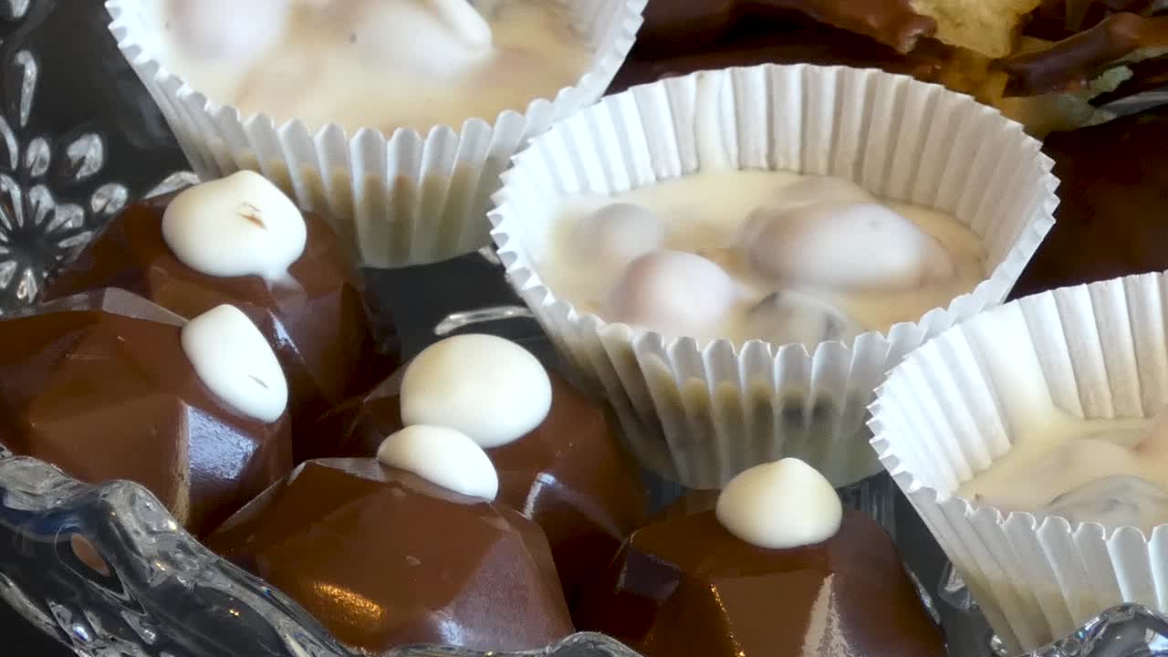 Candy dish filled with homemade chocolates