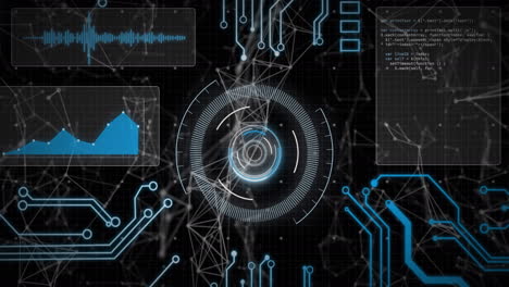 Animación-De-Escaneo-De-Alcance-Y-Procesamiento-De-Datos-Sobre-Una-Placa-De-Circuito-De-Computadora.