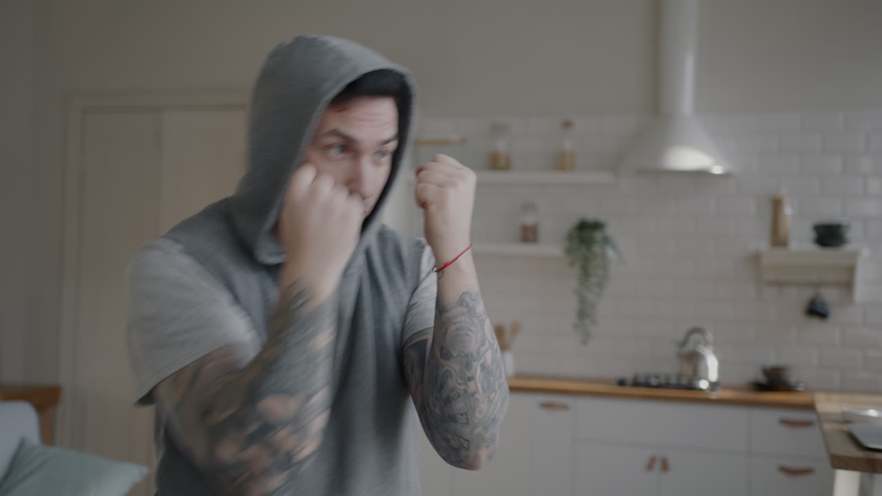 Man Boxing Workout at Home