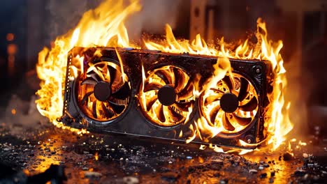 un caso de computadora en llamas con dos ventiladores en la parte superior