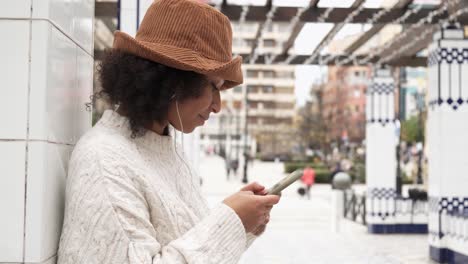 smiling black woman chatting