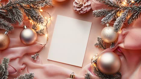 christmas mockup with pink background and ornaments