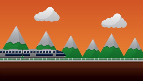 rail bullet train on the landscape