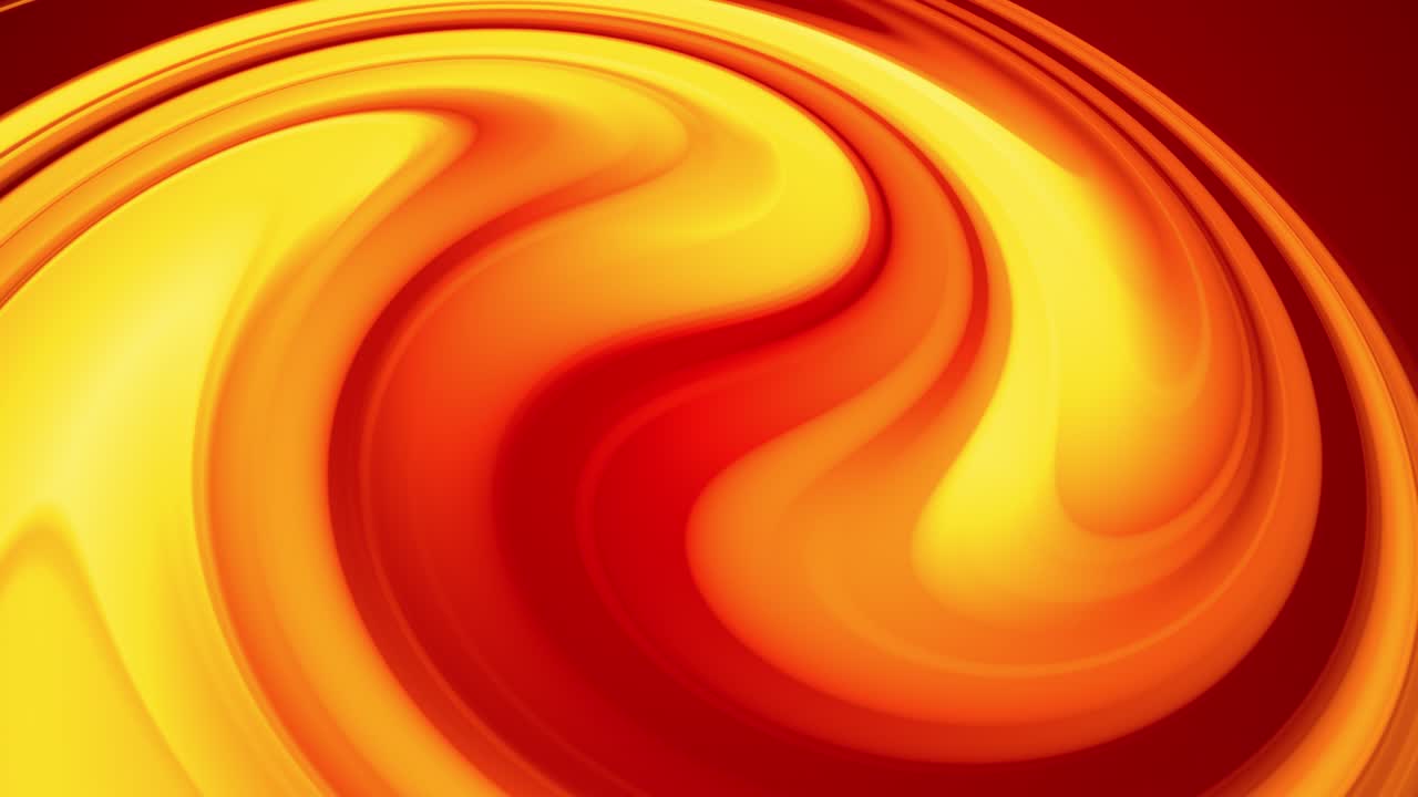 A red yellow gradient of a bright fire color changes slowly and cyclically. 4k smooth seamless looped abstract animation. 3d render of curved lines.