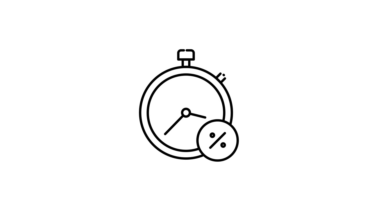 Animated Stopwatch Icon with Percentage Symbol for Discount