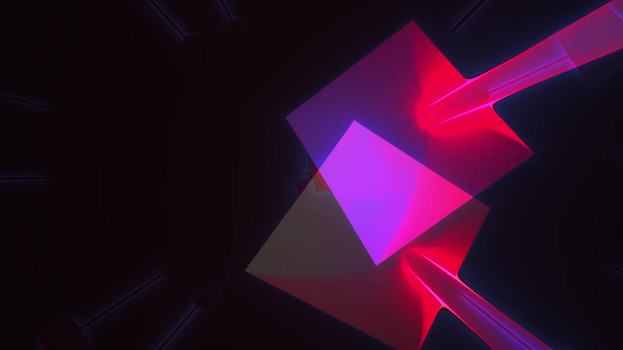 Abstract 3D Animation of Glowing Geometric Cubes and Laser Beams