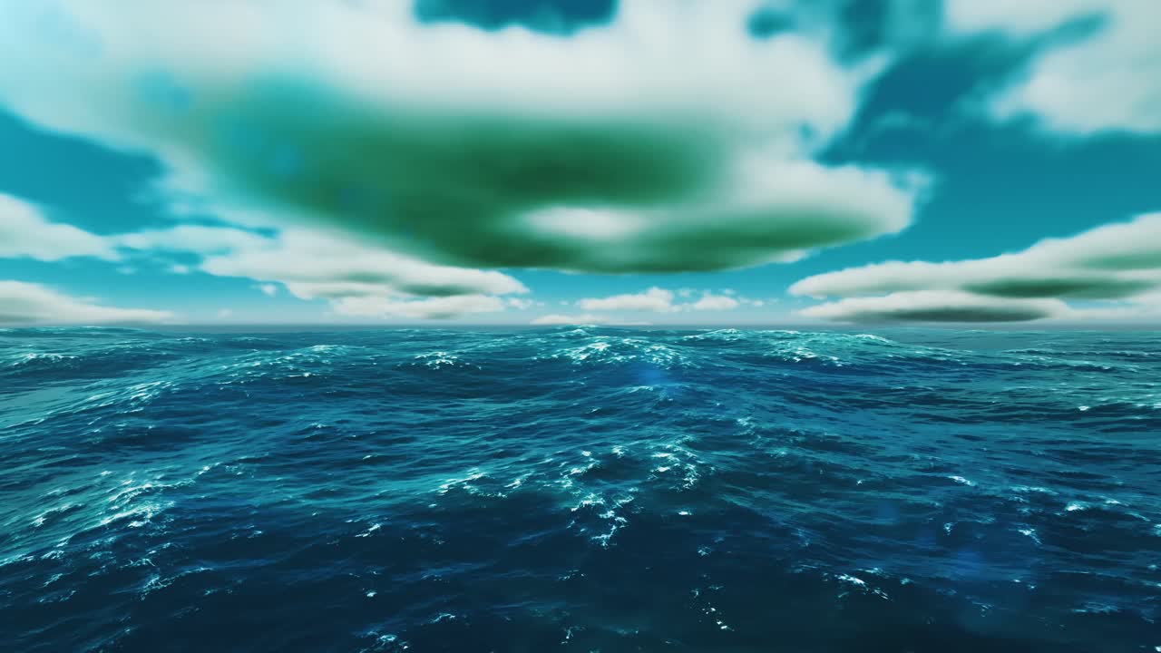 una escena impresionante del mar azul azul que se fusiona sin problemas con un cielo impresionante adornado con nubes suaves y onduladas