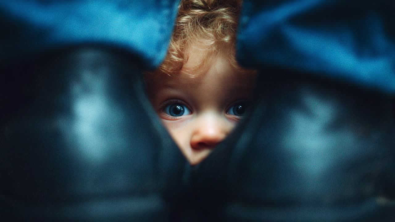 A Child Peeking Out From Between Adult Shoes: Capturing Innocence and Curiosity in a Playful Moment of Discovery in a Cozy Setting Highlighting Connection and Perspective