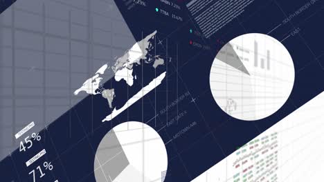 Animation-Der-Infografik-Schnittstelle-über-Dem-Handelsbrett-Vor-Schwarzem-Hintergrund