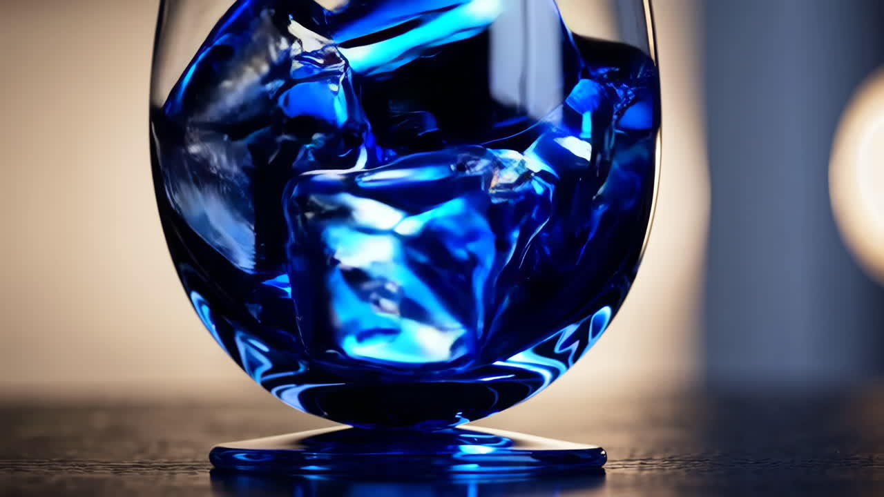 Blue Cocktail with Ice