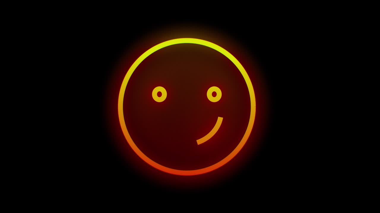 화려한 오렌지색 미소 표지판 3d 애니메이션 렌더링 네온 다채로운 와이어 애니메이션 uhd 3840x2160