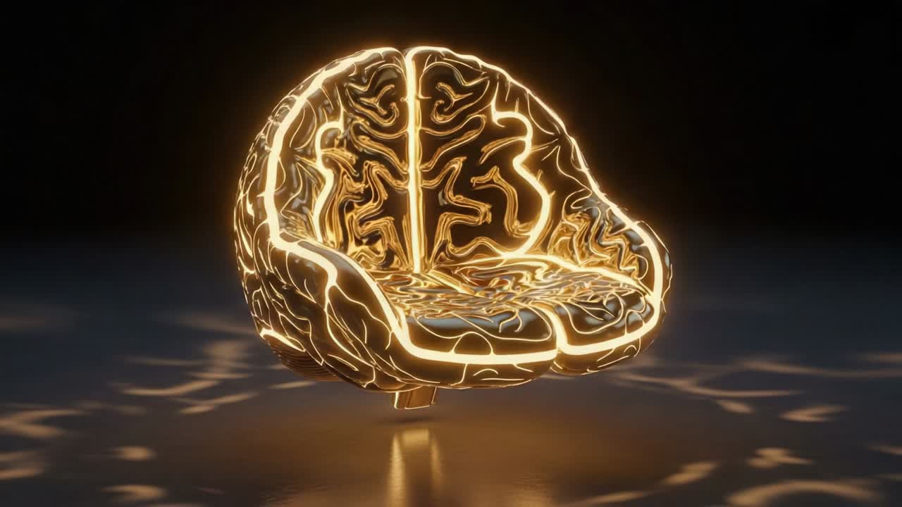 A Stunning Conceptual Chair Design Resembles a Human Brain, Blending Creativity and Functionality in an Eye-Catching, Futuristic Style with a Striking Glow