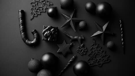 christmas minimalistic and simple composition in mat black color