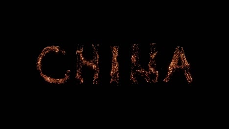 word china burning. steel wool smoldering on transparent background. beautiful combustion