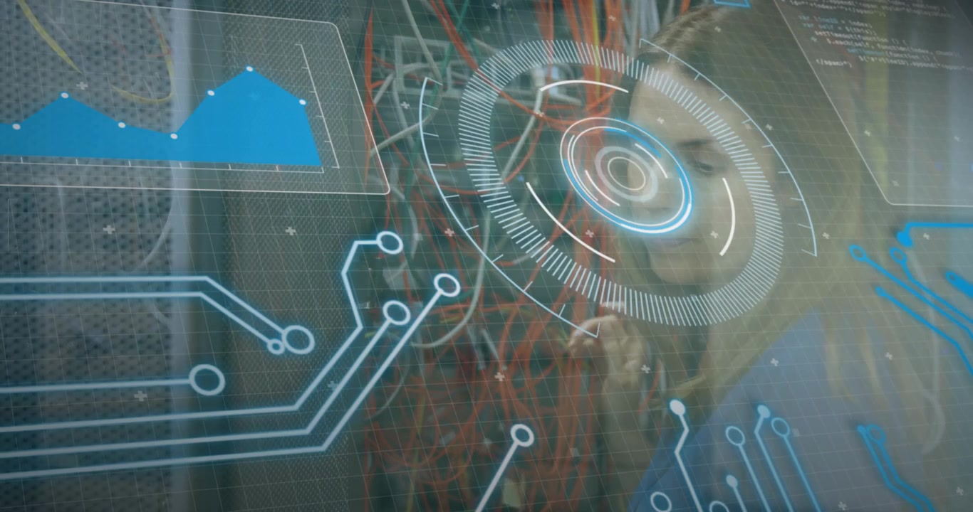 Animation of text with globe and network of connections