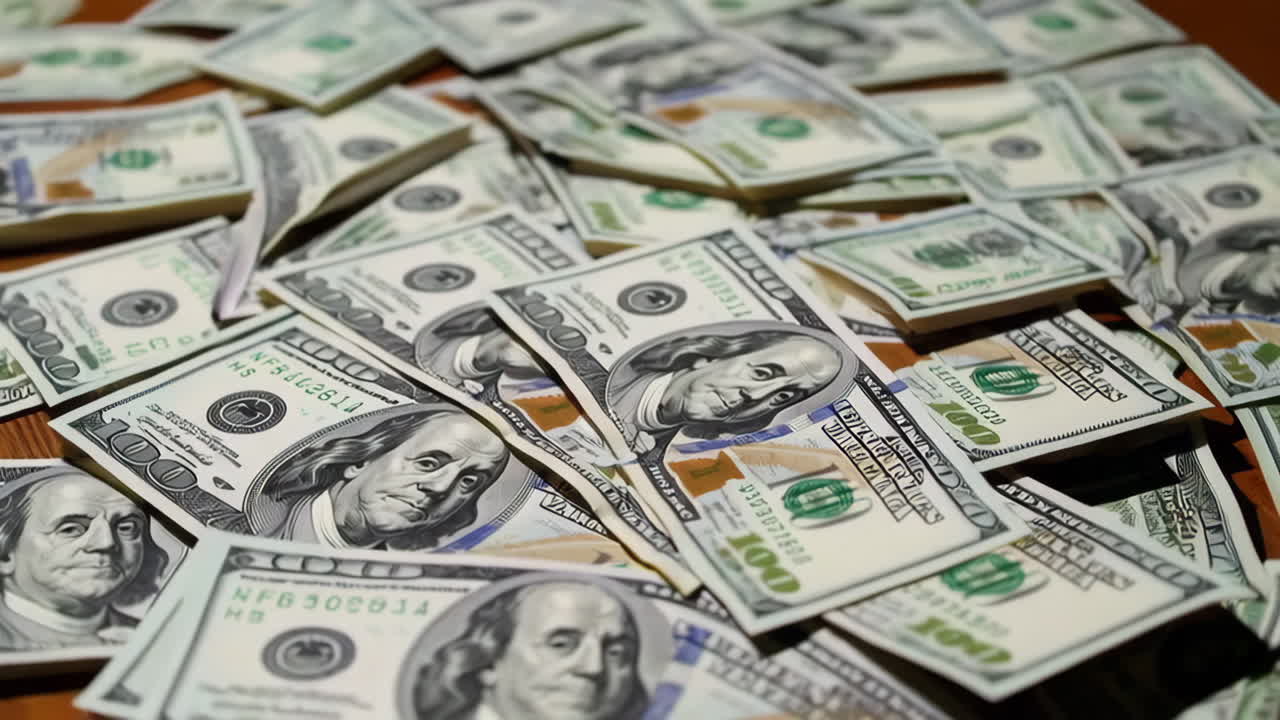 una pila de billetes de cien dólares