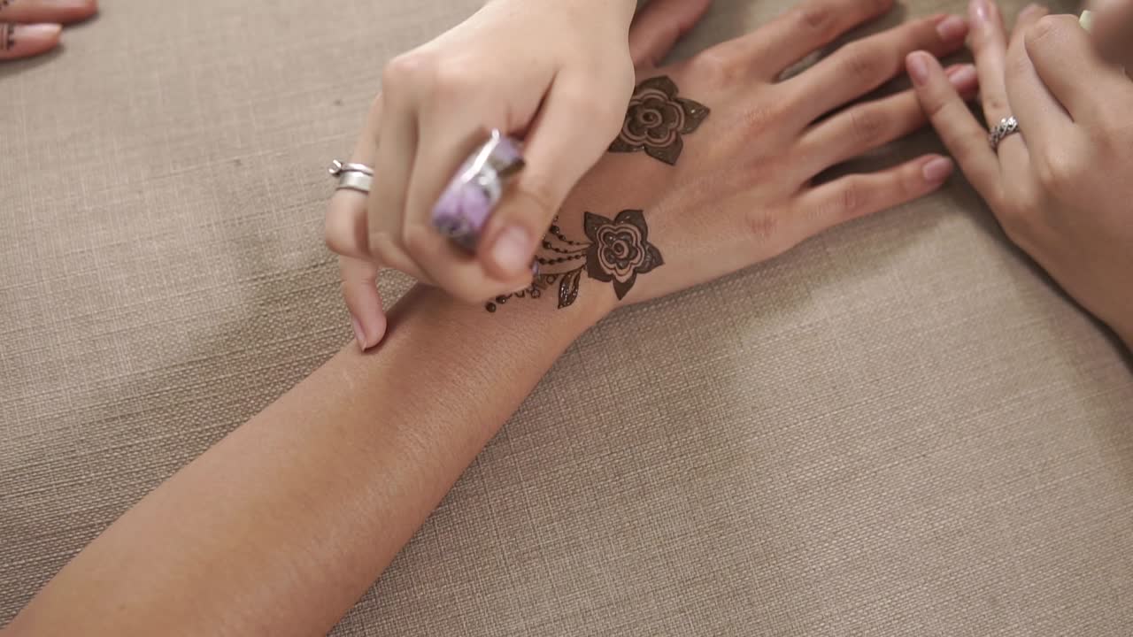 aplicación de henna en la mano