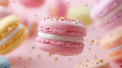 colorful floating macarons