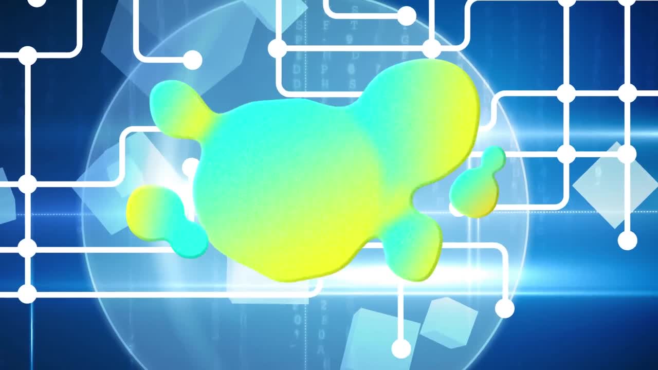 파란색 배경 위에 지구를 가진 연결 네트워크의 애니메이션