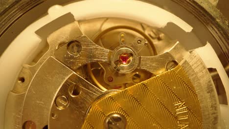 close up of watch mechanism working