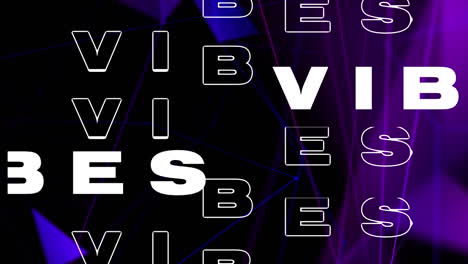 digital animation of vibes text against purple plexus networks on black background