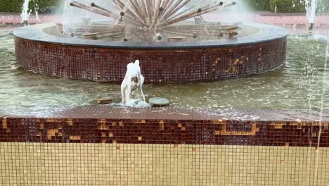 beautiful water fountain at the park in india,