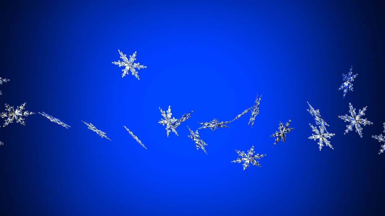 Clear snow crystals on blue background