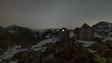 two mountain huts in the alps