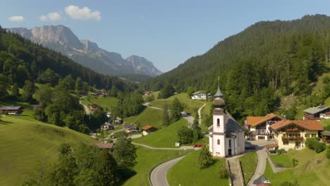 beautiful aerial view of maria gern church in upper bavaria, germany