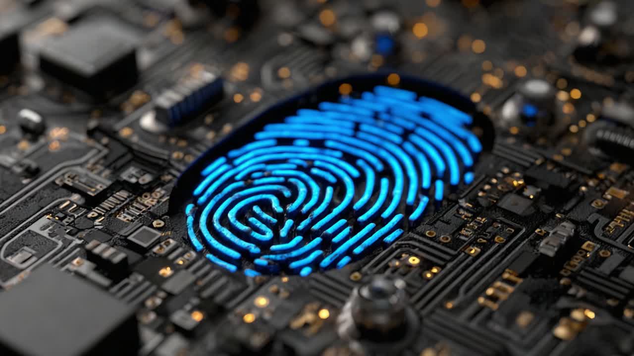 A Stunning Close-Up of a Digital Fingerprint on a Circuit Board Showcasing Advanced Technology in Security and Biometrics