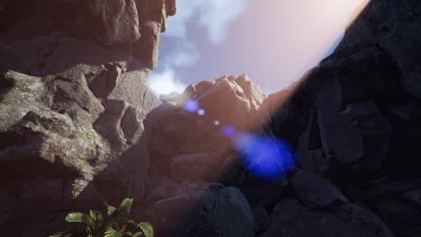 luz del sol dentro de una cueva misteriosa