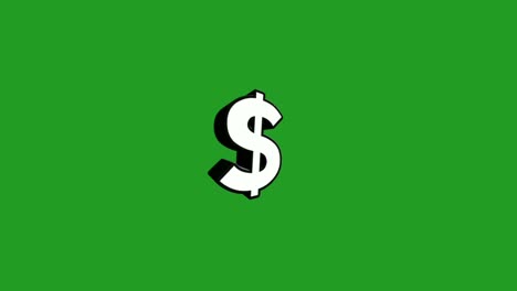 3d dollar signs symbol 4k animation on green screen background