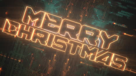 merry christmas on motherboard with neon light